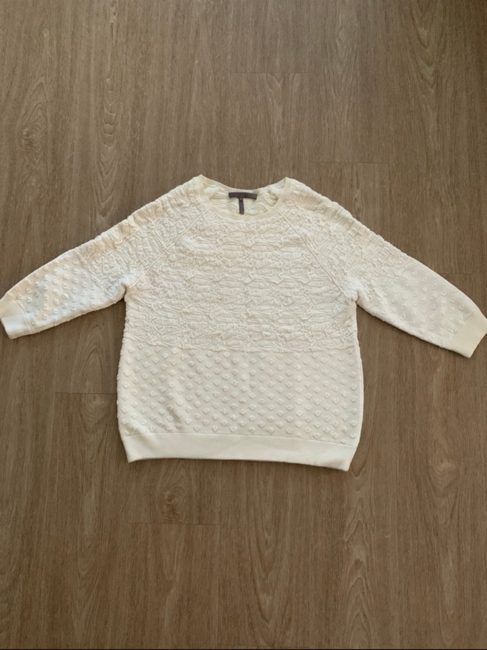Halston Heritage Cream Textured Crewneck Sweater